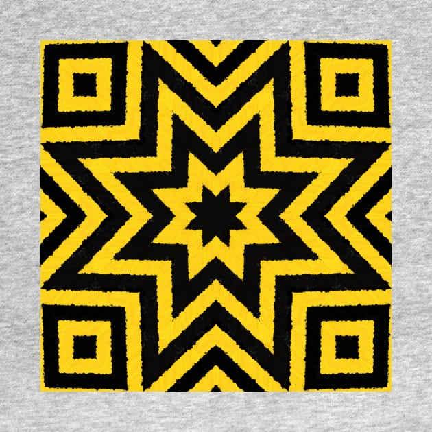 HIGHLY Visible Yellow and Black Line Kaleidoscope pattern (Seamless) 9 by Swabcraft